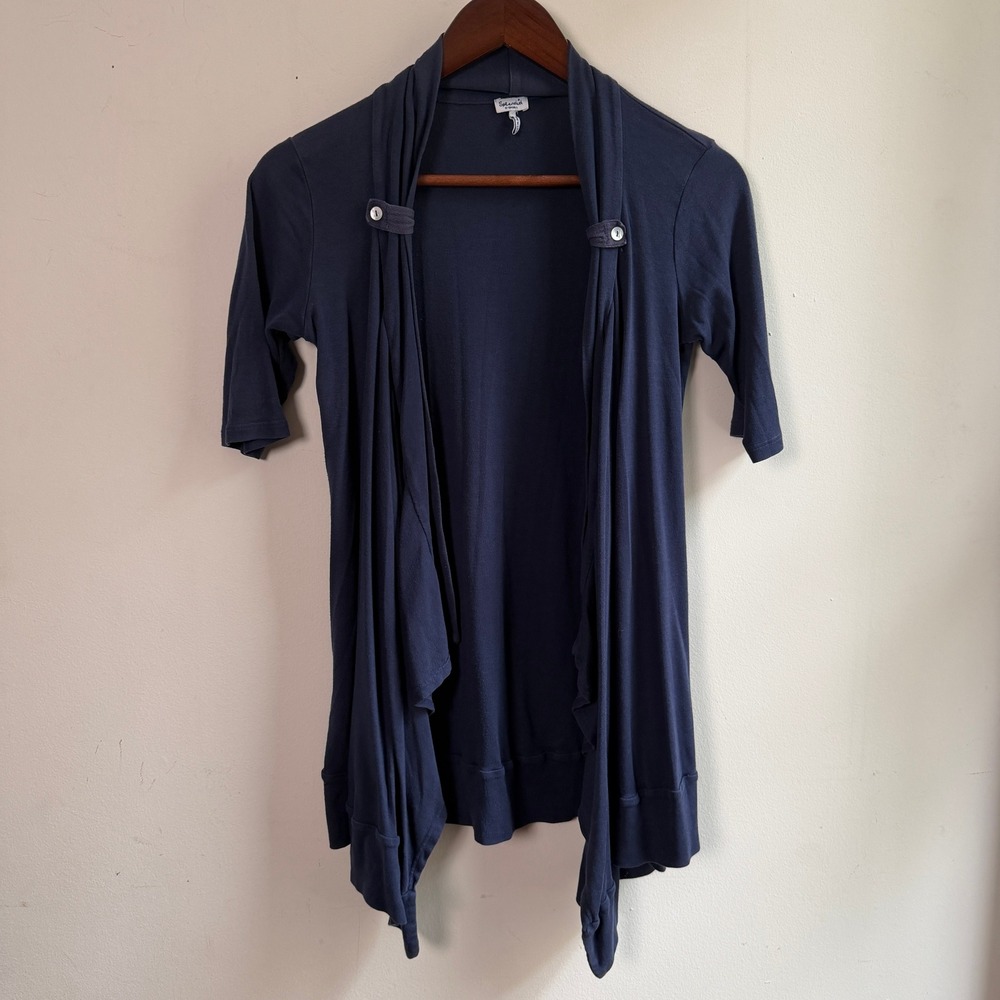 Splendid Drape Front Cardigan Short Sleeve Navy Blue Small Good